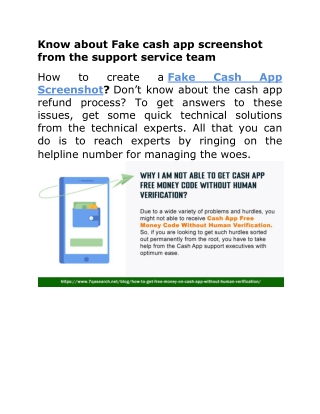 Know about Fake cash app screenshot from the support service team
