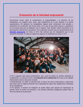 Evaluación de la felicidad empresarial