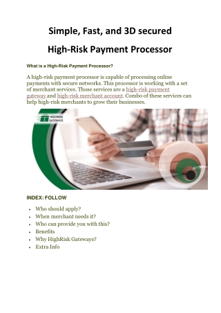 High risk payment  processor - Highrisk Gateways