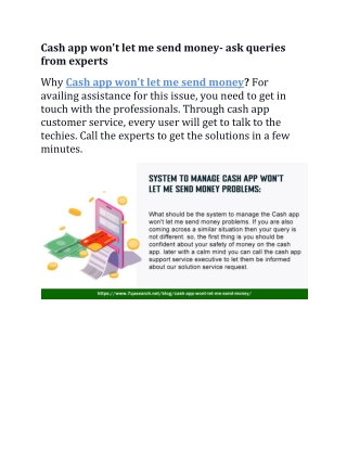 Cash app won't let me send money- ask queries from experts