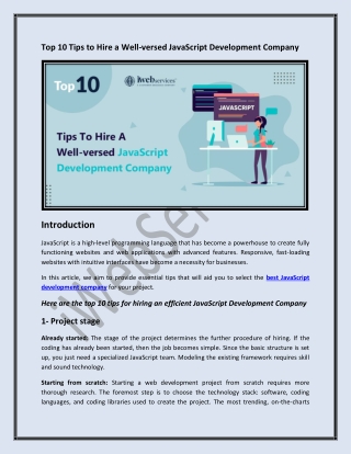 Top 10 Tips to Hire a Well-versed JavaScript Development Company - iWebServices