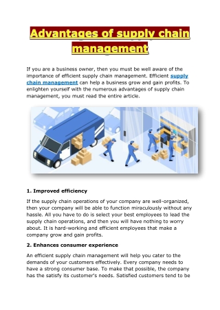 Advantages of supply chain management