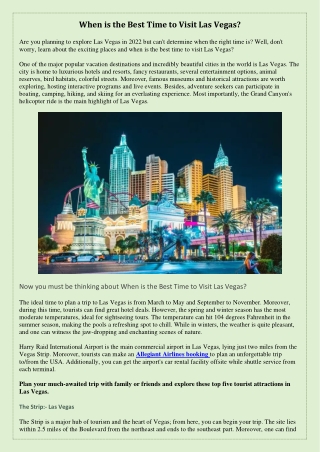 When is the Best time to Visit Las Vegas