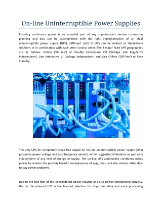 On-line Uninterruptible Power Supplies