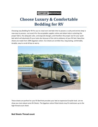 Choose Luxury & Comfortable Bedding for RV