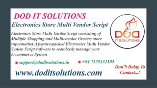 Electronics Store Multi Vendor Script - Readymade Clone Script