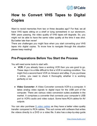 How to Convert VHS Tapes to Digital Copies