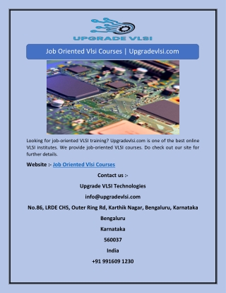 Job Oriented Vlsi Courses | Upgradevlsi.com
