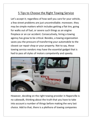 5 Tips to Choose the Right Towing Service