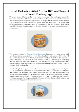 Different Types of Cereal Packaging