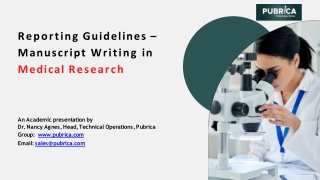 Reporting guidelines – Manuscript Writing in Medical Research – Pubrica