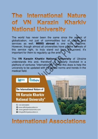 VN Karazin Kharkiv National University in Ukraine for MBBS