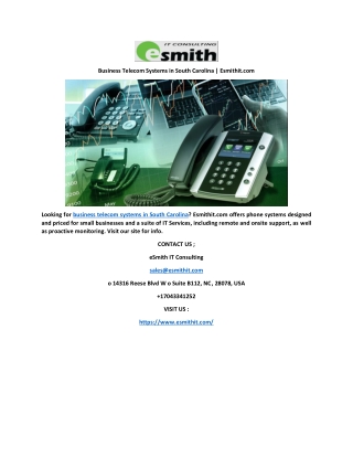 Business Telecom Systems in South Carolina | Esmithit.com