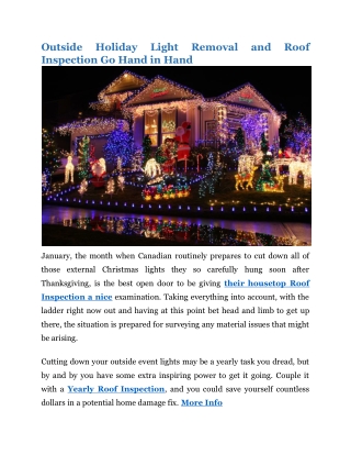 Outside Holiday Light Removal and Roof Inspection Go Hand in Hand