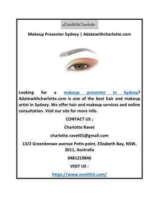 Makeup Presenter Sydney | Adatewithcharlotte.com