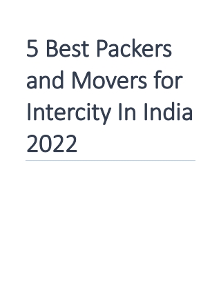 5 Best Packers And Movers for Intercity In India 2022