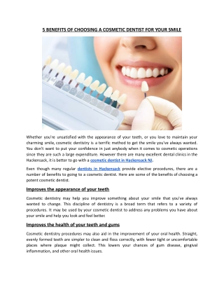 5 BENEFITS OF CHOOSING A COSMETIC DENTIST FOR YOUR SMILE.docx