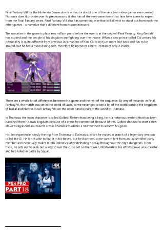 Final Fantasy VIII - A Story That's Different From Others