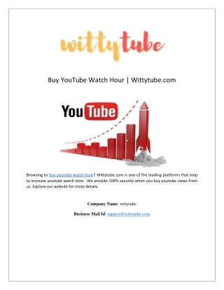 Buy YouTube Watch Hour | Wittytube.com