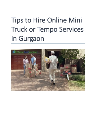 Tips to Hire Online Mini Truck Or Tempo Services in Gurgaon