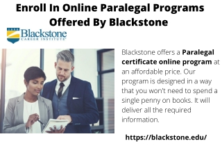 Enroll In Online Paralegal Programs Offered By Blackstone