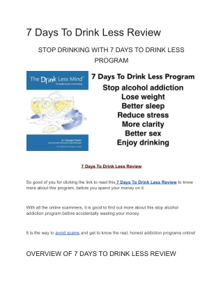 7 Days To Drink Less Review