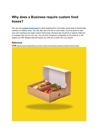 Why does a Business require custom food boxes