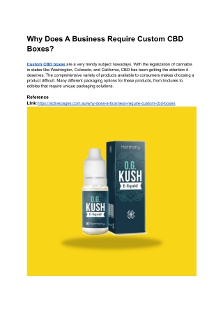 Why Does A Business Require Custom CBD Boxes