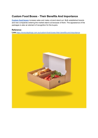 Custom Food Boxes - Their Benefits And Importance