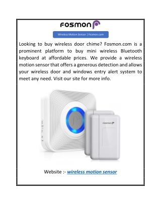 Wireless Motion Sensor  Fosmon.com