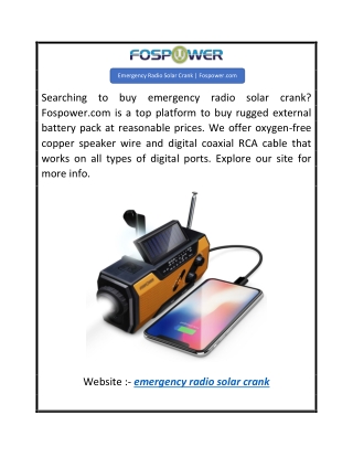 Emergency Radio Solar Crank  Fospower.com