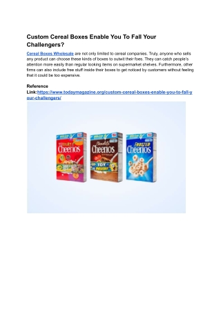 Custom Cereal Boxes Enable You To Fall Your Challengers