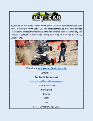 Atv Rentals North Bend or | Boxcarhilloregon.com