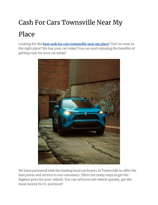 Cash For Cars Townsville Near My Place