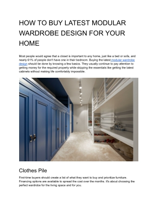 HOW TO BUY LATEST MODULAR WARDROBE DESIGN FOR YOUR HOME