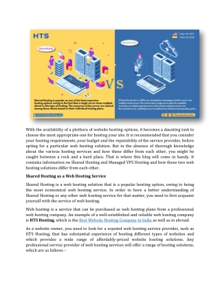 How Shared Hosting Differs from Managed VPS Hosting