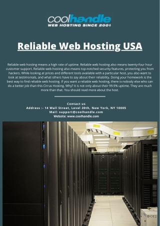 Reliable Web Hosting USA