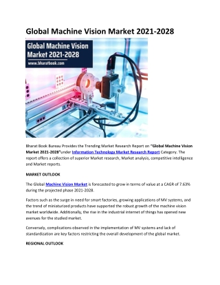 Global Machine Vision Market 2021-2028