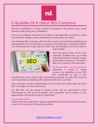 5 Qualities Of A Great SEO Company