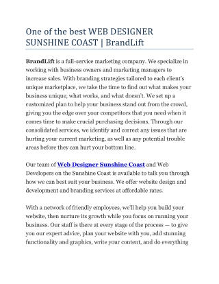 One of the best WEB DESIGNERS IN SUNSHINE COAST
