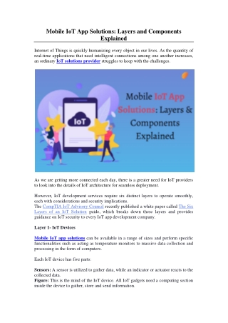 Mobile IoT App Solutions Layers and Components Explained