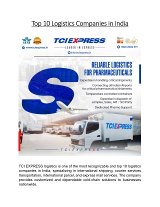 Top 10 Logistics Companies in India