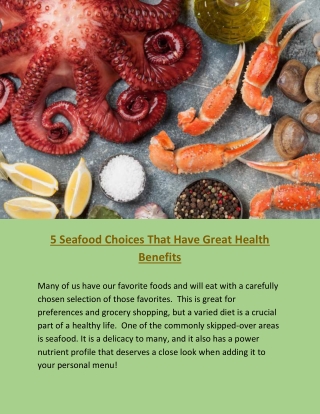 5 Seafood Choices That Have Great Health Benefits