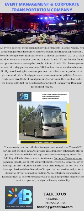 EVENT MANAGEMENT & CORPORATE TRANSPORTATION COMPANY
