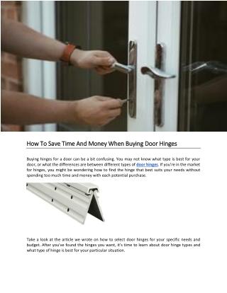 How To Save Time And Money When Buying Door Hinges