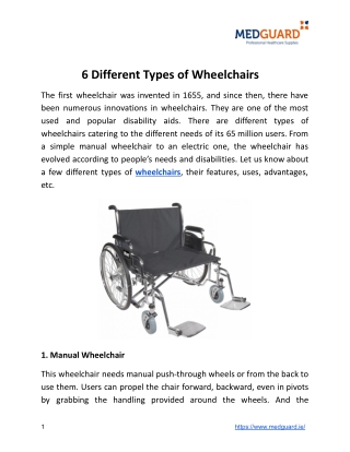 6 Different Types of Wheelchairs