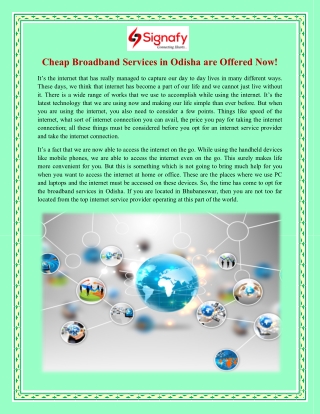 Cheap Broadband Services in Odisha are Offered Now