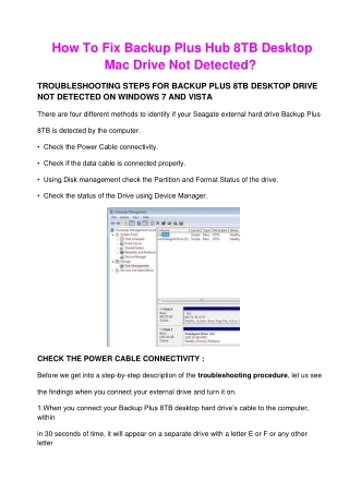 How To Fix Backup Plus Hub 8TB Desktop Mac Drive Not Detected?