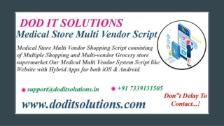 Medical Store Multi Vendor Script - Readymade Clone  Script