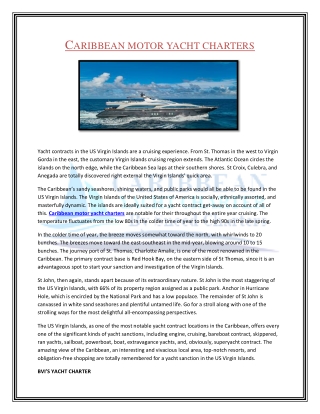 Caribbean motor yacht charters